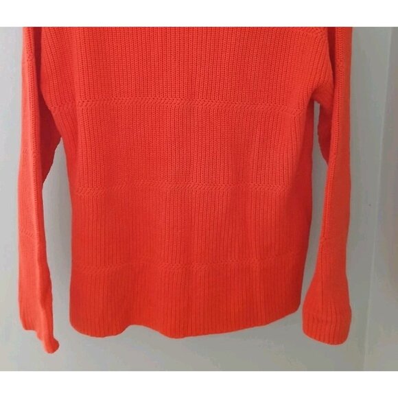 Talbots Boat Neck Pima Cotton Sweater Size Medium Petite Orange Ribbed - Picture 4 of 9